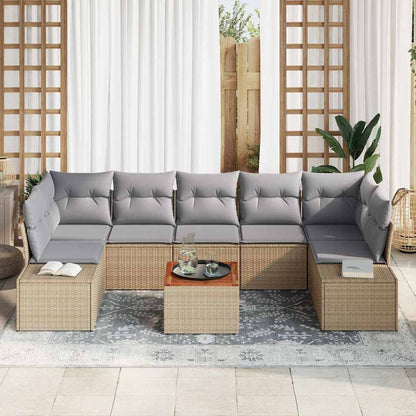 Gartensofa-set mit Kissen 8 pcs Beige Poly-Rattan