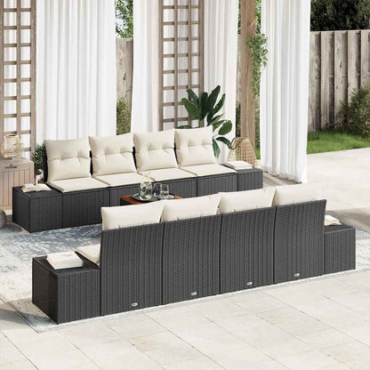 Gartensofa-set mit Kissen 9 pcs Schwarz Poly-Rattan