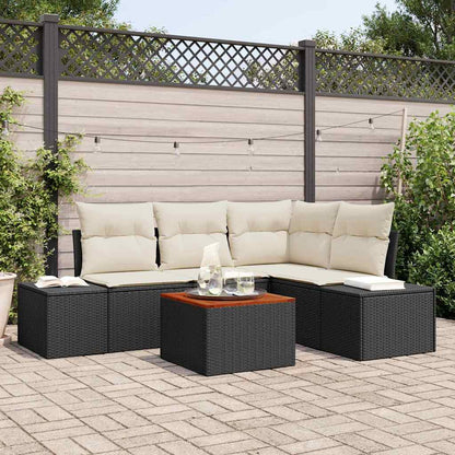 Gartensofa-set mit Kissen 5 pcs Schwarz Poly-Rattan