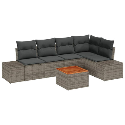 Gartensofa-set mit Kissen 6 pcs Grau Poly-Rattan