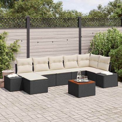 Gartensofa-set mit Kissen 8 pcs Schwarz Poly-Rattan
