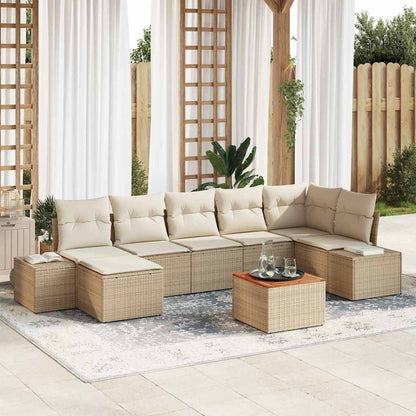 Gartensofa-set mit Kissen 8 pcs Beige Poly-Rattan