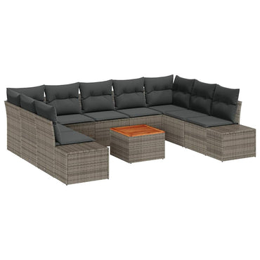 vidaXL Gartensofa-set mit Kissen 10 pcs Grau Poly-Rattan