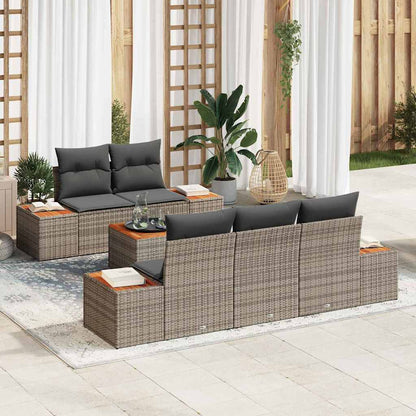 Gartensofa-set mit Kissen 6 pcs Grau Poly Rattan