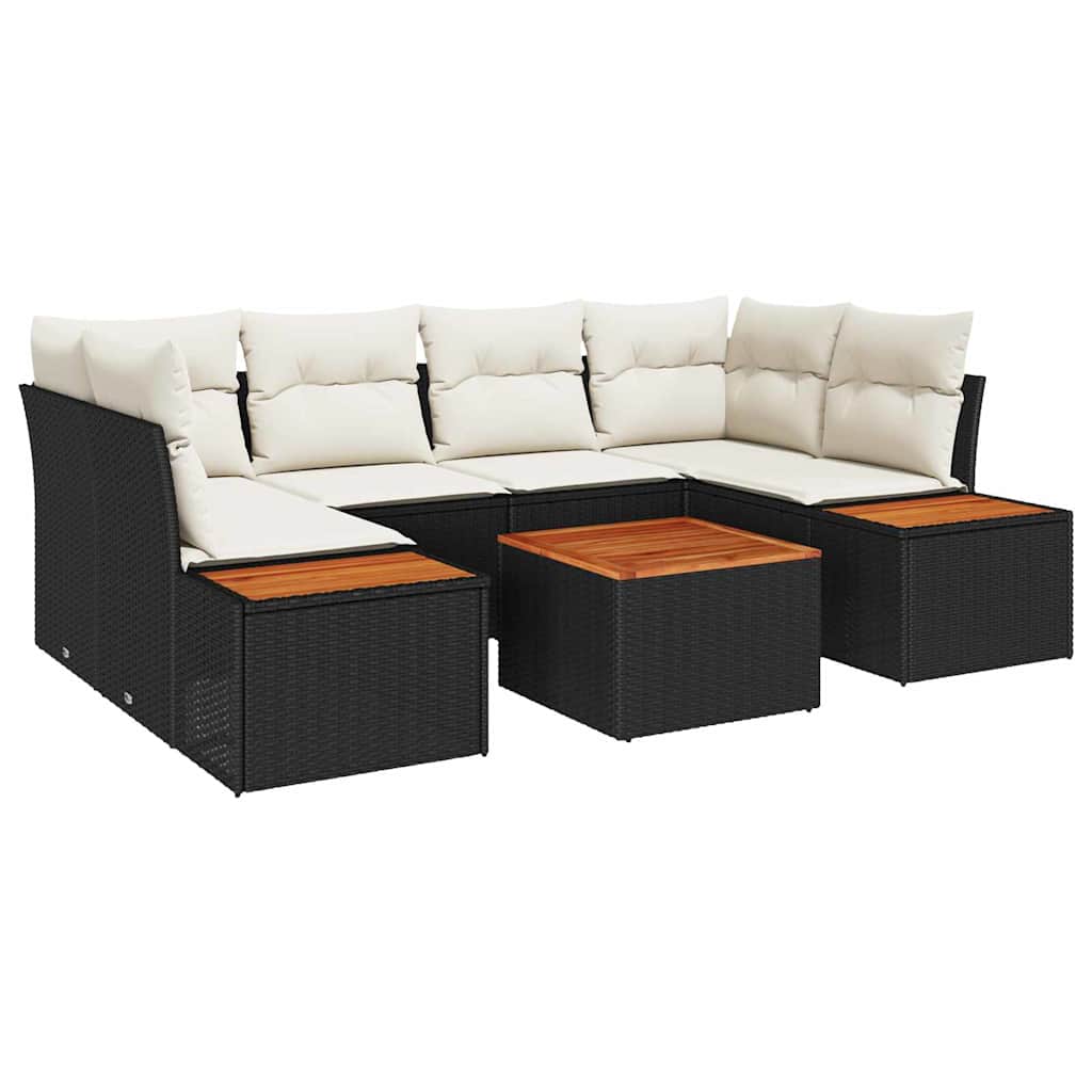 Gartensofa-set mit Kissen 6 pcs Schwarz Poly Rattan