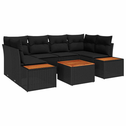 Gartensofa-set mit Kissen 6 pcs Schwarz Poly Rattan