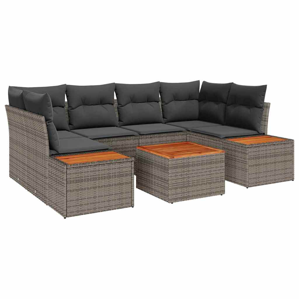 Gartensofa-set mit Kissen 6 pcs Grau Poly Rattan