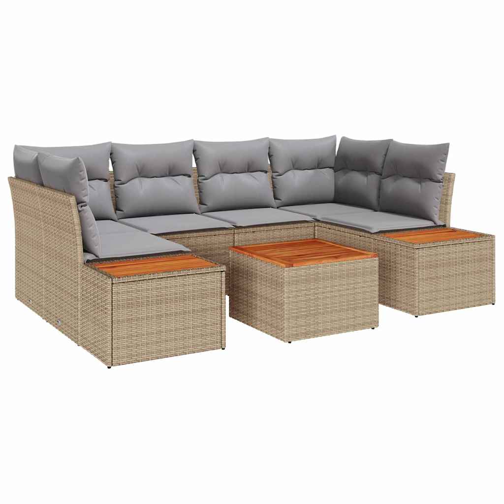 Gartensofa-set mit Kissen 6 pcs Beige Poly Rattan
