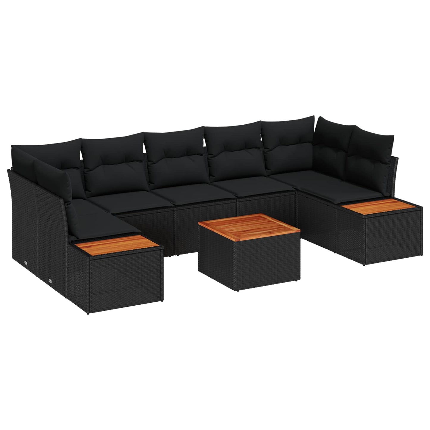 Gartensofa-set mit Kissen 8 pcs Schwarz Poly Rattan
