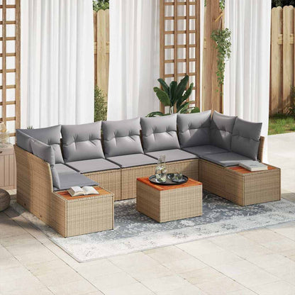 Gartensofa-set mit Kissen 8 pcs Beige Poly Rattan