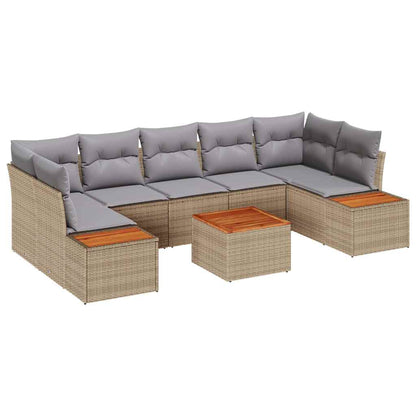 Gartensofa-set mit Kissen 8 pcs Beige Poly Rattan