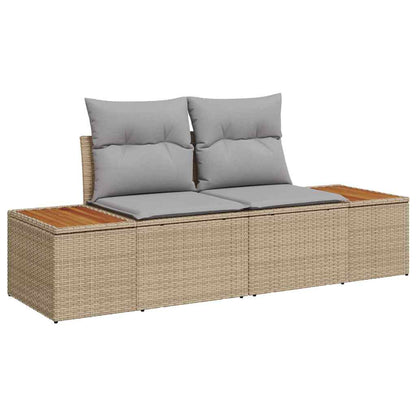 vidaXL Salon de jardin avec coussins 9 pcs Beige Résine tressée