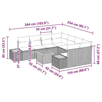 vidaXL Salon de jardin avec coussins 9 pcs Beige Résine tressée