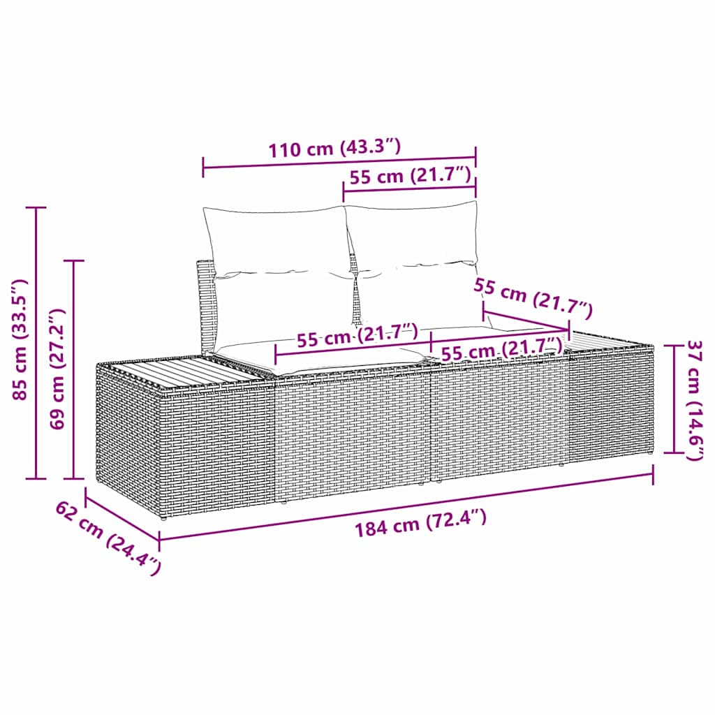 vidaXL Salon de jardin avec coussins 9 pcs Beige Résine tressée
