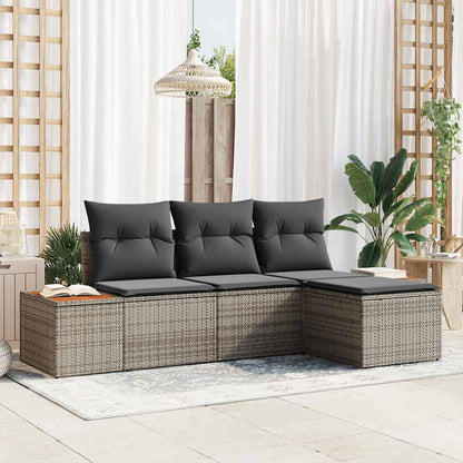 Gartensofa-set mit Kissen mit Kissen 4 pcs Grau Poly-Rattan