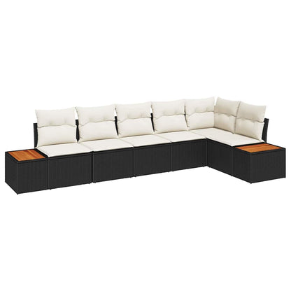 Gartensofa-set mit Kissen 6 pcs Schwarz Poly Rattan