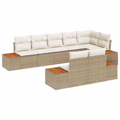 Gartensofa-set mit Kissen 8 pcs Beige Poly Rattan
