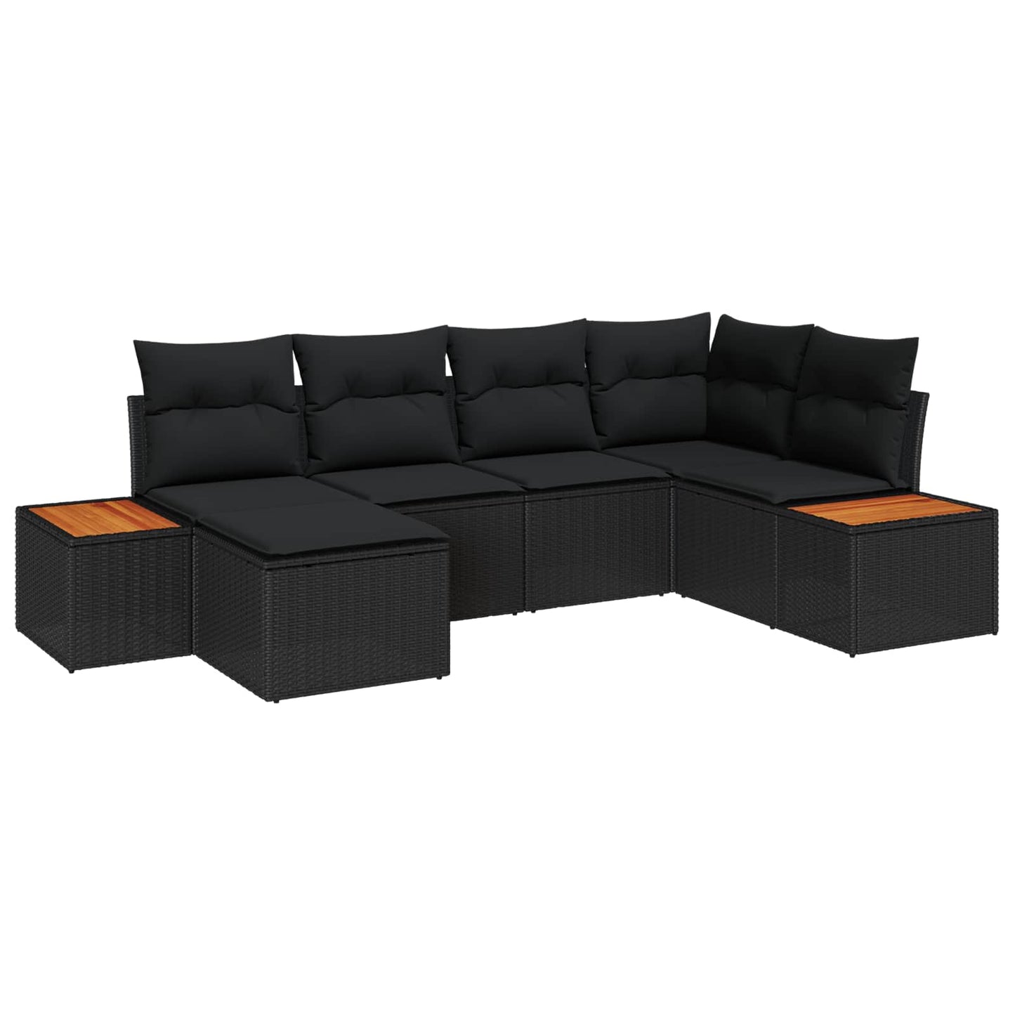 Gartensofa-set mit Kissen 6 pcs Schwarz Poly-Rattan
