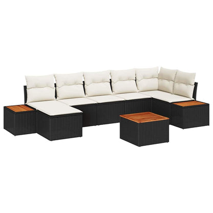 Garten-Sofa-Set mit Kissen 8 pcs Schwarz Poly-Rattan
