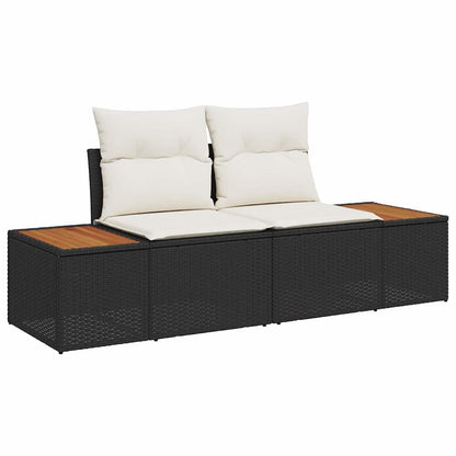 Gartensofa-set mit Kissen 9 pcs Schwarz Poly Rattan