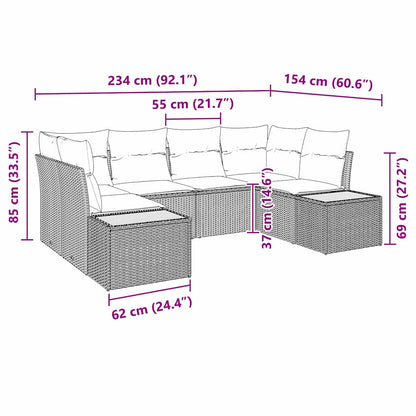 Gartensofa-set mit Kissen 6 pcs Grau Poly-Rattan