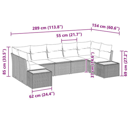 Gartensofa-set mit Kissen 7 pcs Schwarz Poly-Rattan