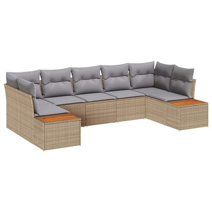 Gartensofa-set mit Kissen 7 pcs Beige Poly-Rattan