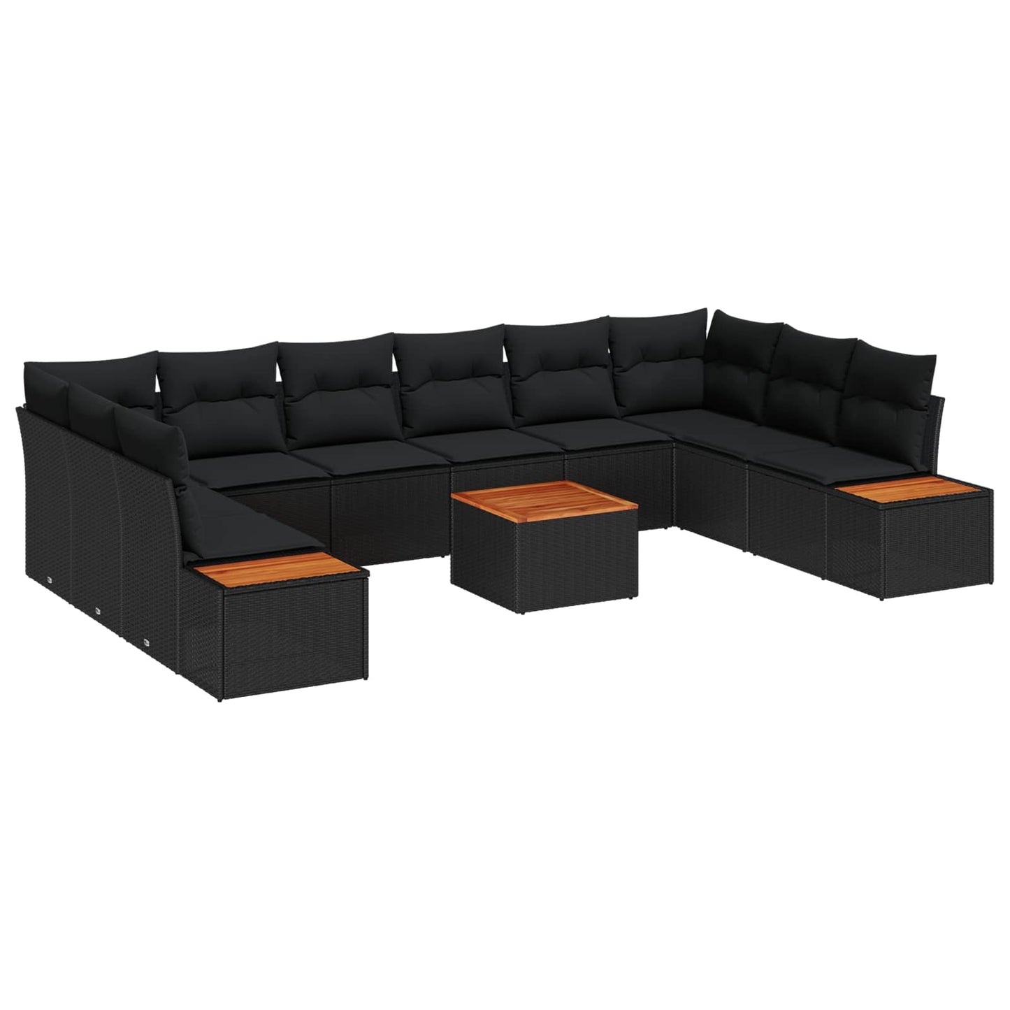 Gartensofa-set mit Kissen 11 pcs Schwarz Poly Rattan