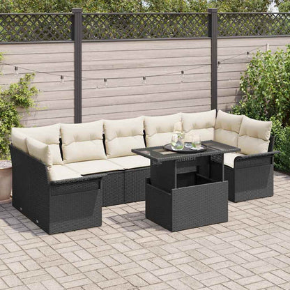 vidaXL Salon de jardin 8 pcs avec coussins Noir Résine tressée