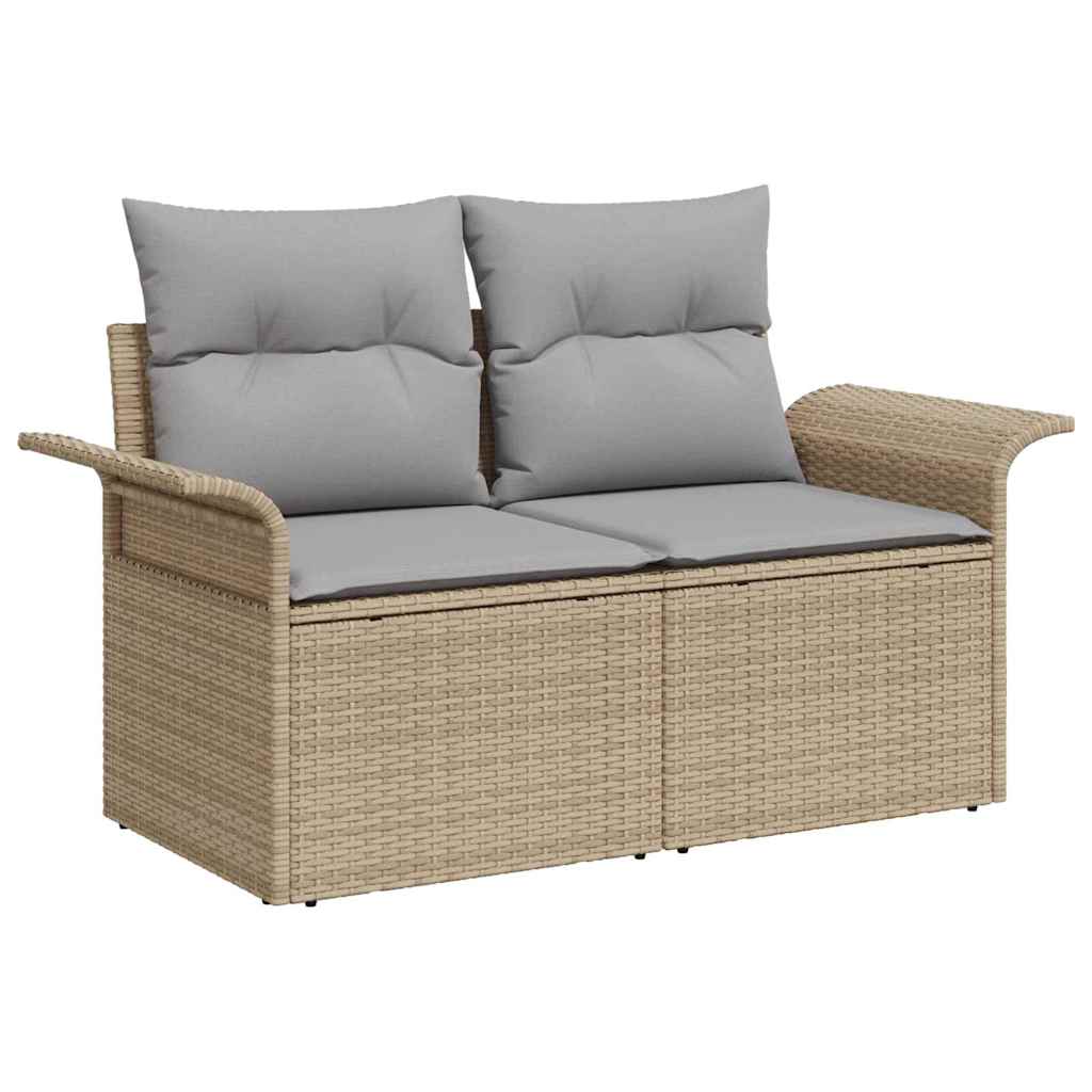 Garten-Sofa-Set mit Kissen 8 pcs Beige Poly Rattan