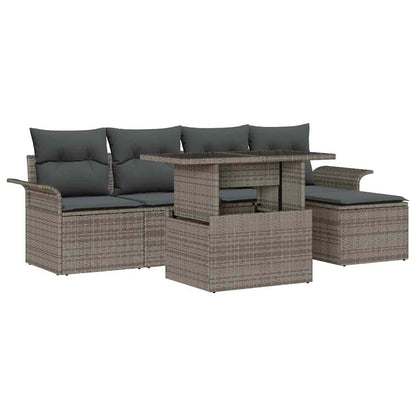 Gartensofa-set mit Kissen 6 pcs Grau Poly-Rattan