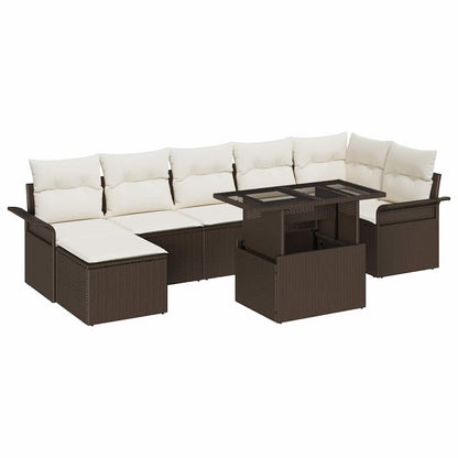 Sofa Set mit Kissen 8 pcs Braun Poly-Rattan