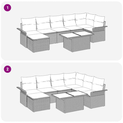 Sofa Set mit Kissen 8 pcs Grau Poly-Rattan