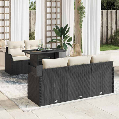 vidaXL Gartensofa-set mit Kissen 6 pcs Schwarz und Creme Poly-Rattan