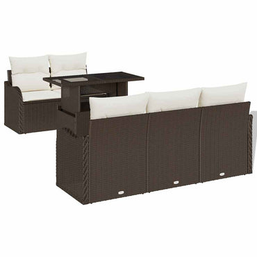 vidaXL Gartensofa-set mit Kissen 6 pcs Braun Poly-Rattan