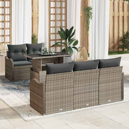 Gartensofa-set mit Kissen 6 pcs Grau Poly-Rattan