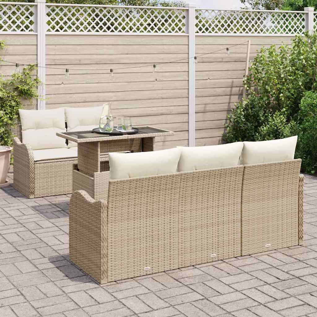 vidaXL Ensemble de canapés de jardin avec coussins 6 pcs Beige résine tressée