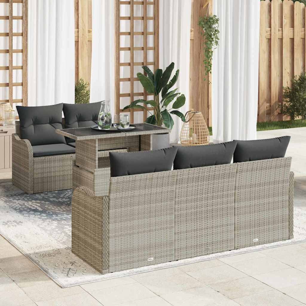 vidaXL Gartensofa-set mit Kissen 6 pcs Hellgrau Poly-Rattan