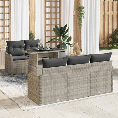 vidaXL Gartensofa-set mit Kissen 6 pcs Hellgrau Poly-Rattan