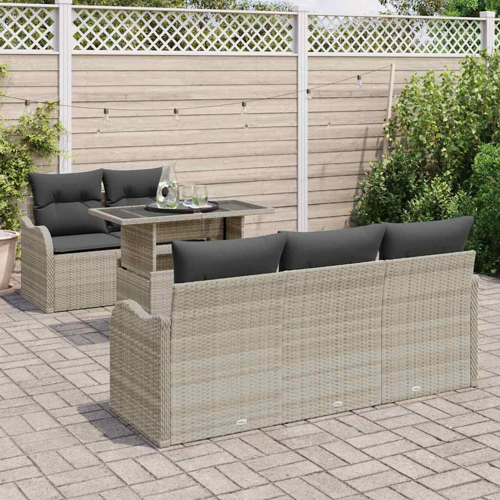 vidaXL Gartensofa-set mit Kissen 6 pcs Hellgrau Poly-Rattan
