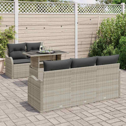 vidaXL Gartensofa-set mit Kissen 6 pcs Hellgrau Poly-Rattan