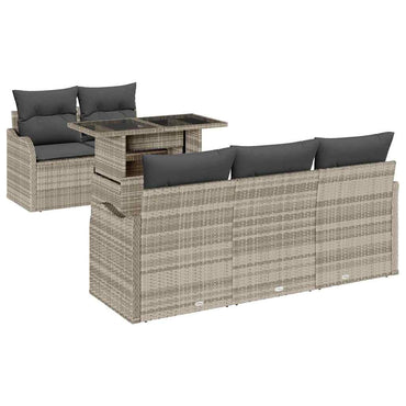 vidaXL Gartensofa-set mit Kissen 6 pcs Hellgrau Poly-Rattan