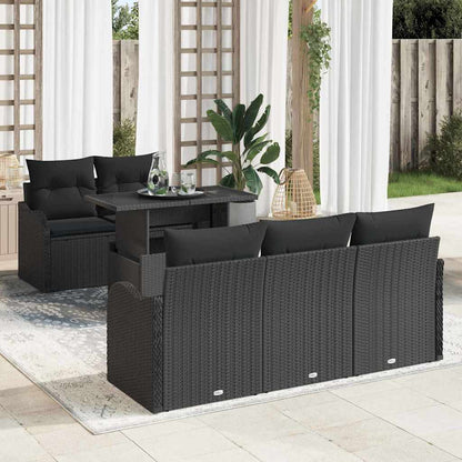vidaXL Ensemble de canapés de jardin avec coussins 6 pcs Noir Résine tressée