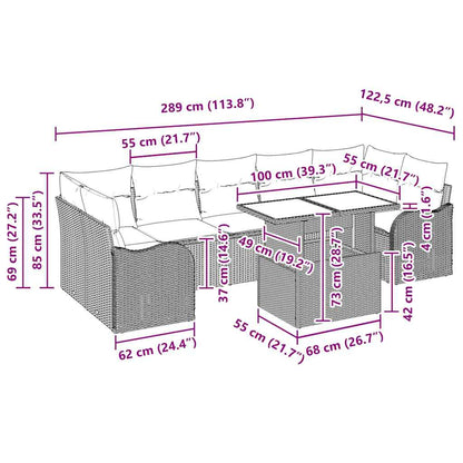 Gartensofa-set mit Kissen 8 pcs Schwarz Poly-Rattan