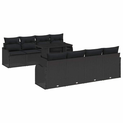 Gartensofa-set mit Kissen 7 pcs Schwarz Poly-Rattan