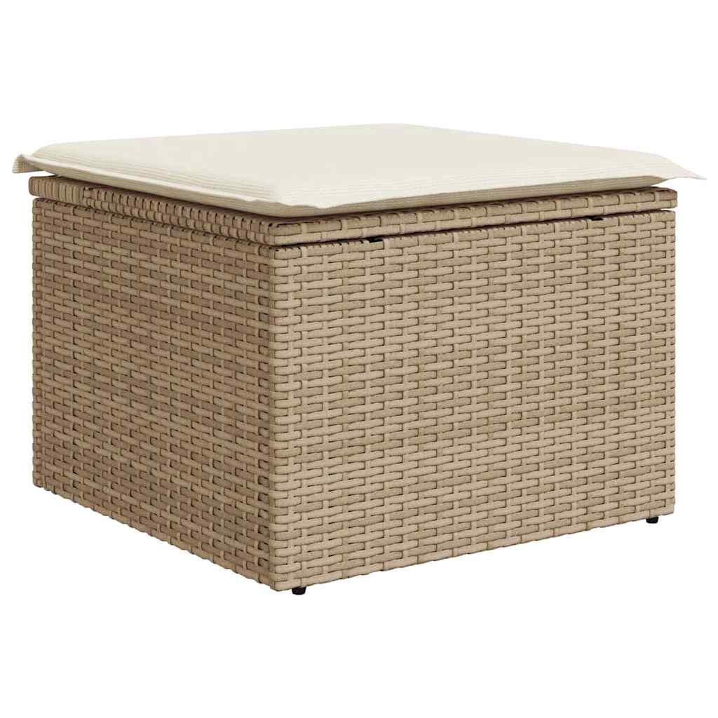 vidaXL Sitzgruppe für den Outdoor mit Kissen 6 pcs Beige Poly Rattan