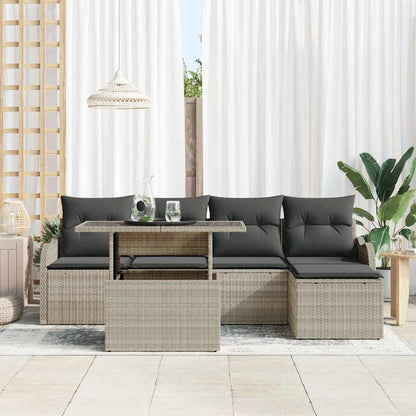 vidaXL Sitzgruppe für den Outdoor 6 pcs Hellgrau Poly Rattan