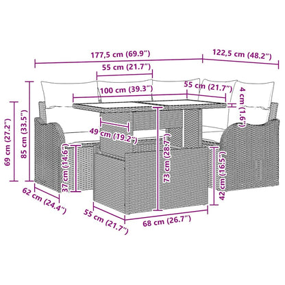 Outdoortisch-Set mit Kissen 5 pcs Braun Poly Rattan