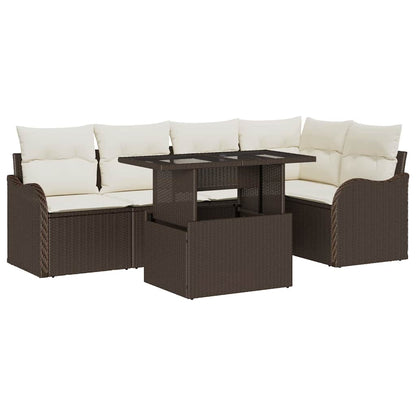 vidaXL Ensemble de salle à manger avec coussins 6 pcs Marron Résine tressée