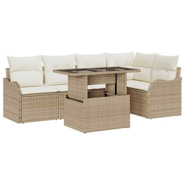 vidaXL Ensemble de salle à manger avec coussins 6 pcs Beige Rotin PE